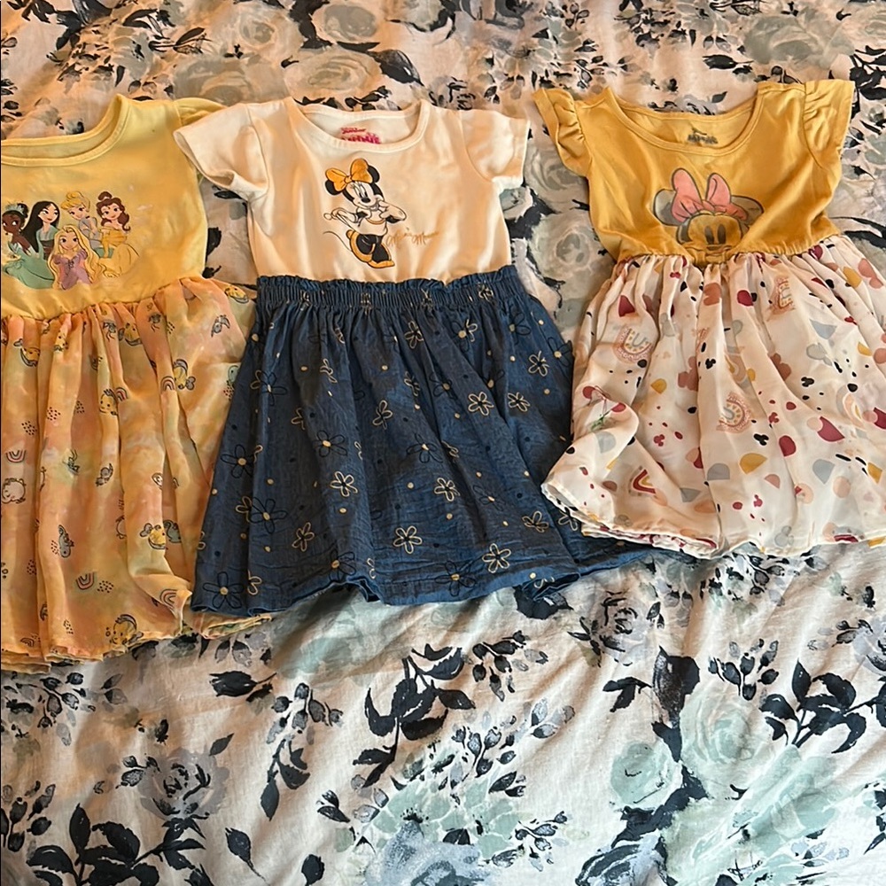 Disney Gold and Blue Ruffled Tiered Tutu Dress 3PC Set - Sz 4T